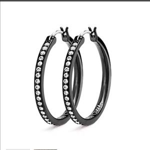 Black 30mm Hoop Earrings Swarovski
